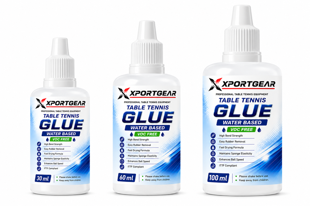 Xportgear Table Tennis Glue, Water Based, VOC Free, Strong Grip, Fast Drying Formula, Easy Removal, with Free Sponge, ITTF Approved.