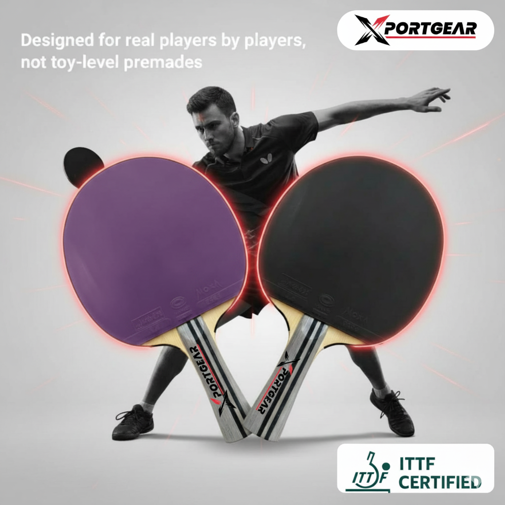 Xportgear Table Tennis Racket Paired with Yinhe Rubbers | Pro Setup | Power Spin Control | Professionally Glued | ITTF Approved. All Wood Blade with Yinhe Rubbers. Cover Included.
