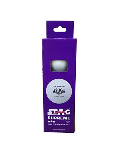 Stag Supreme 40+ 3 Star Table Tennis Balls, Pack of 3